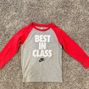 Nike Kids Long Sleeve Red and Gray Tee